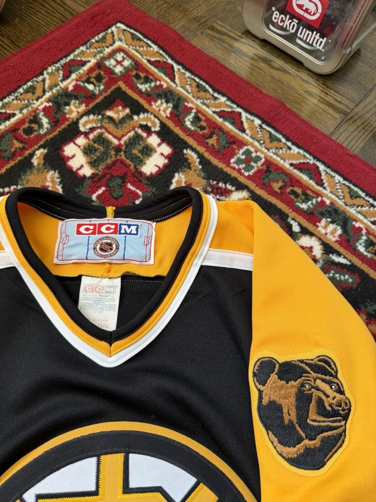 VTG 90s Ccm Boston Bruins Black Bears Classic NHL Hockey Jersey Mens XL*