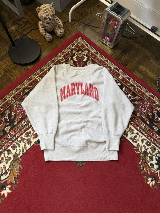 Vintage Champion Reverse Weave U of Maryland Crewneck Sweatshirt XL 90s