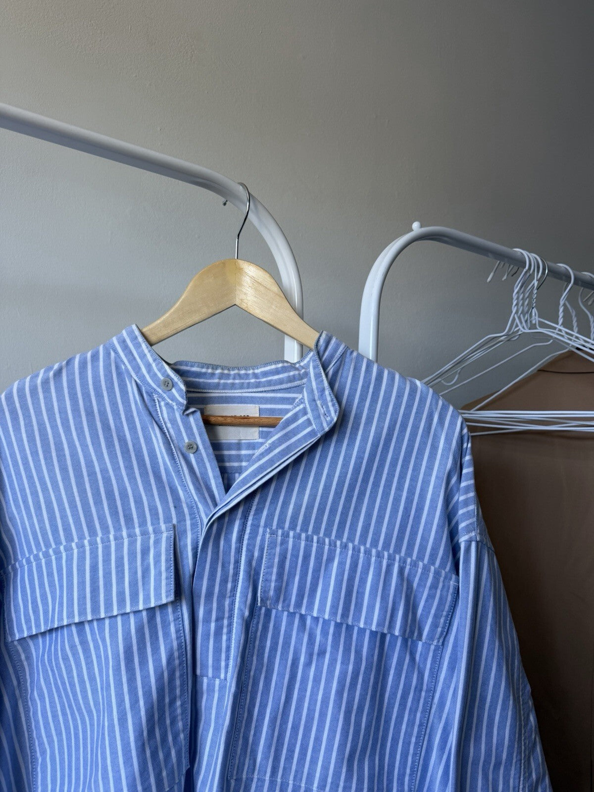 Fear of God Sixth Collection Henley Button Up Shirt Blue Size Small Jerry Loren
