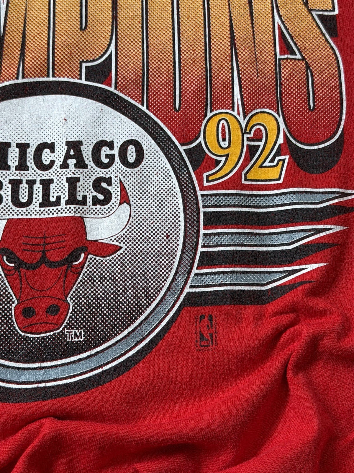 Vintage Chicago Bulls Championship T-Shirt Sz XL 1992 NBA Finals Champs Red