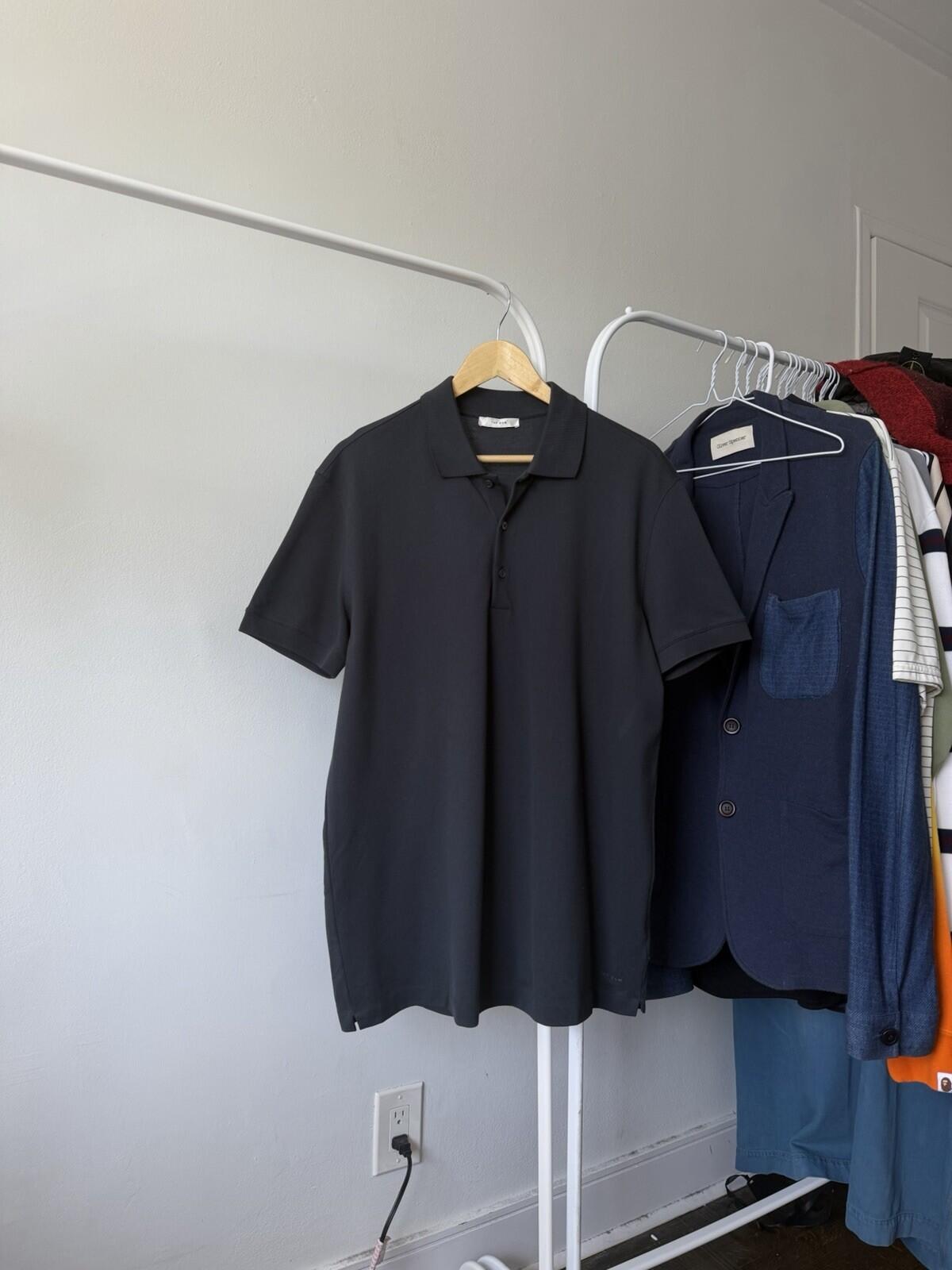 The Row Classic Cotton Polo Shirt Gray/Black Color Size XL