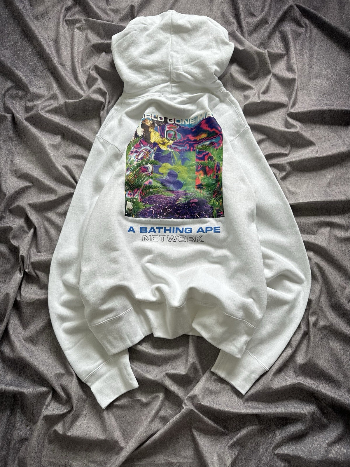 NWT Bape A Bathing Ape Network World Gone Mad Hoodie White Size XL
