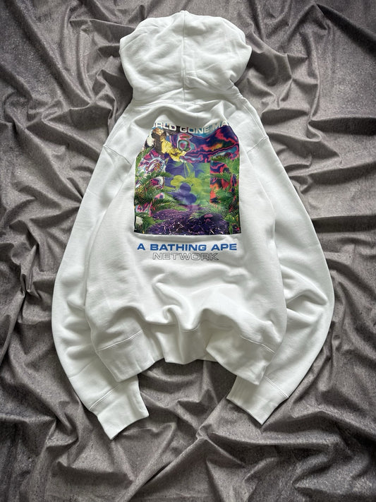 NWT Bape A Bathing Ape Network World Gone Mad Hoodie White Size XL