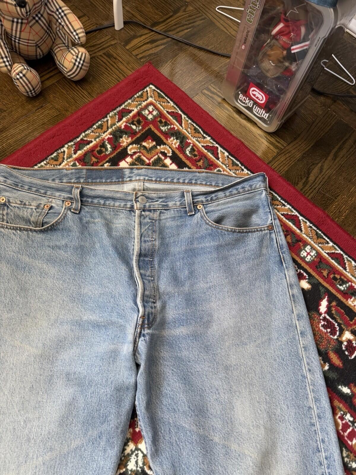 90s Vintage Levi's 501 Jeans Size 40x34 Blue Light Blue Washed Denim