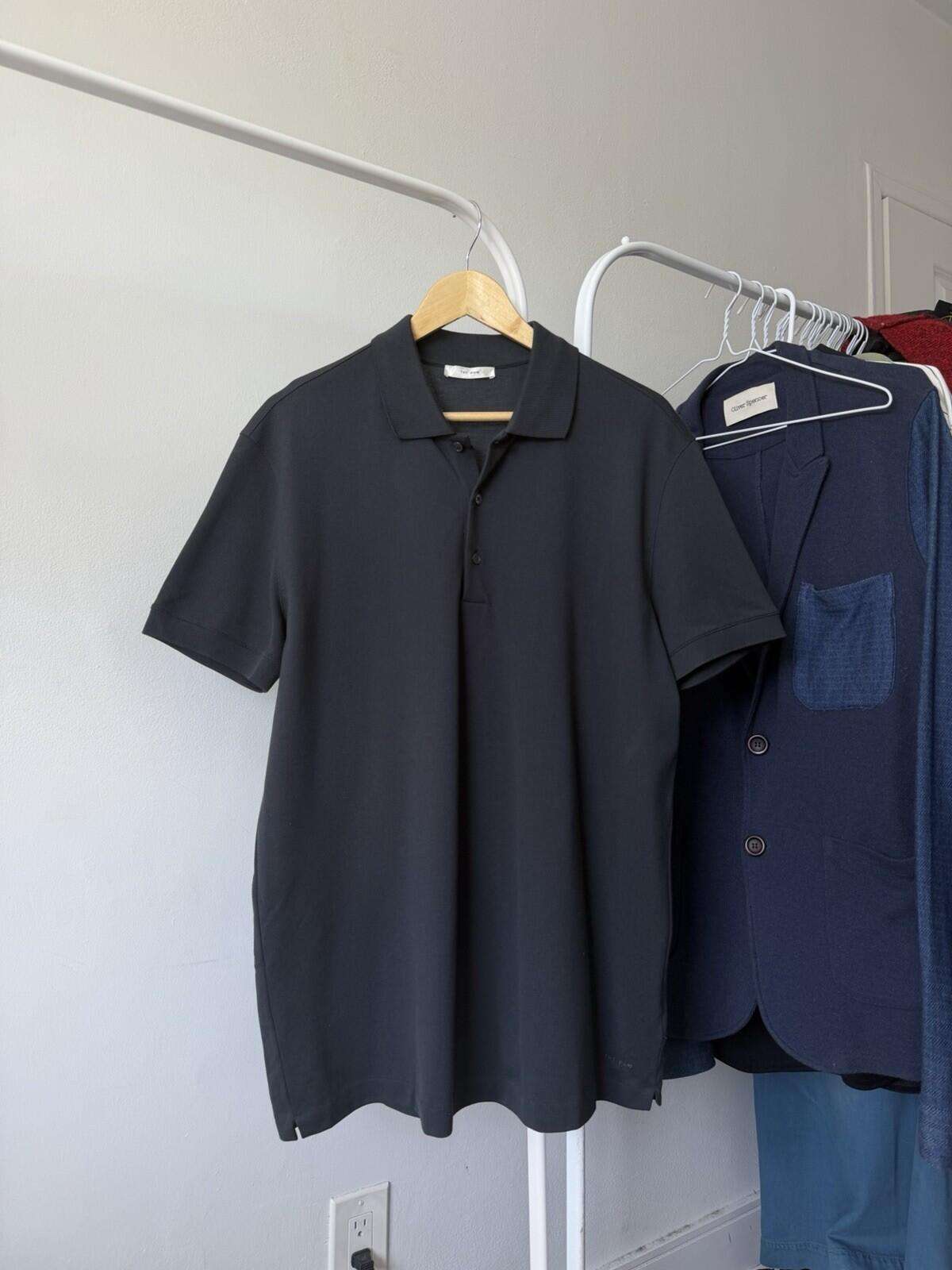 The Row Classic Cotton Polo Shirt Gray/Black Color Size XL