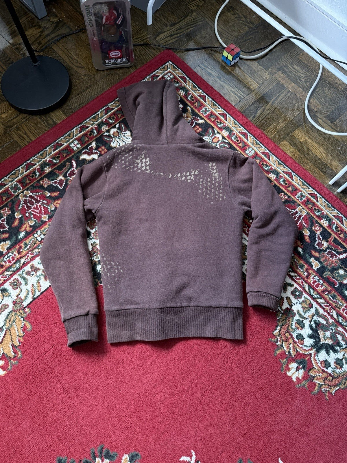 Vtg Y2K Fox Racing Sasquatch Fur Lined Full Zip Hoodie Small Mocha Brown Jacket