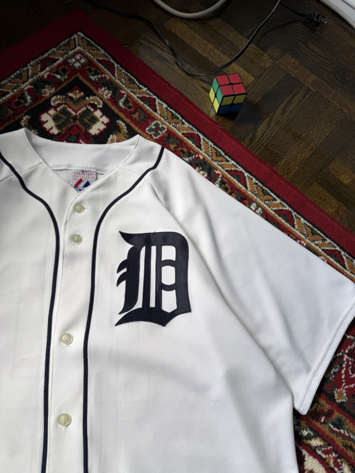 Vintage Majestic Detroit Tigers Baseball Jersey Blank Mens White