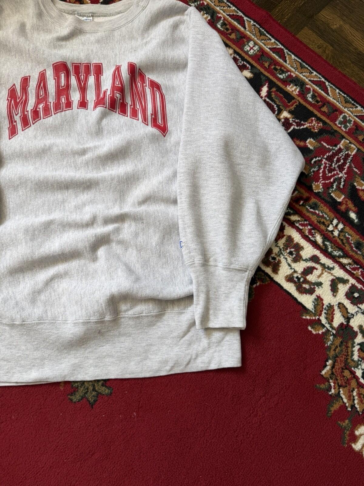 Vintage Champion Reverse Weave U of Maryland Crewneck Sweatshirt XL 90s