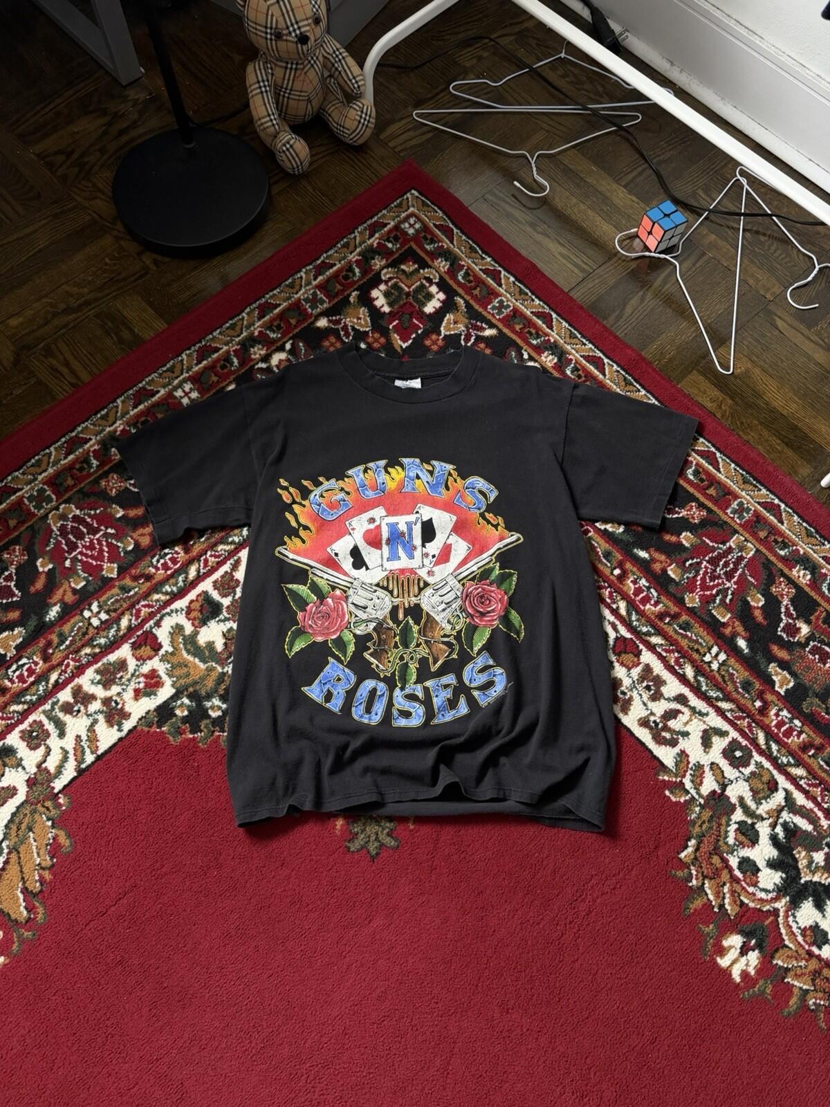 90s Guns N Roses Tshirt "Use Your Illusion Deck Cards" Single Stitch Tee 1991 L
