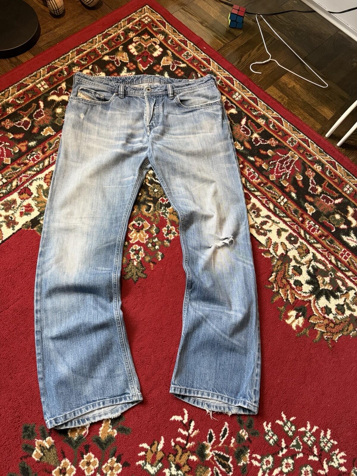 Diesel Industry Trouleg Mens Blue Jeans Denim Pants Distressed Stretch 34/30