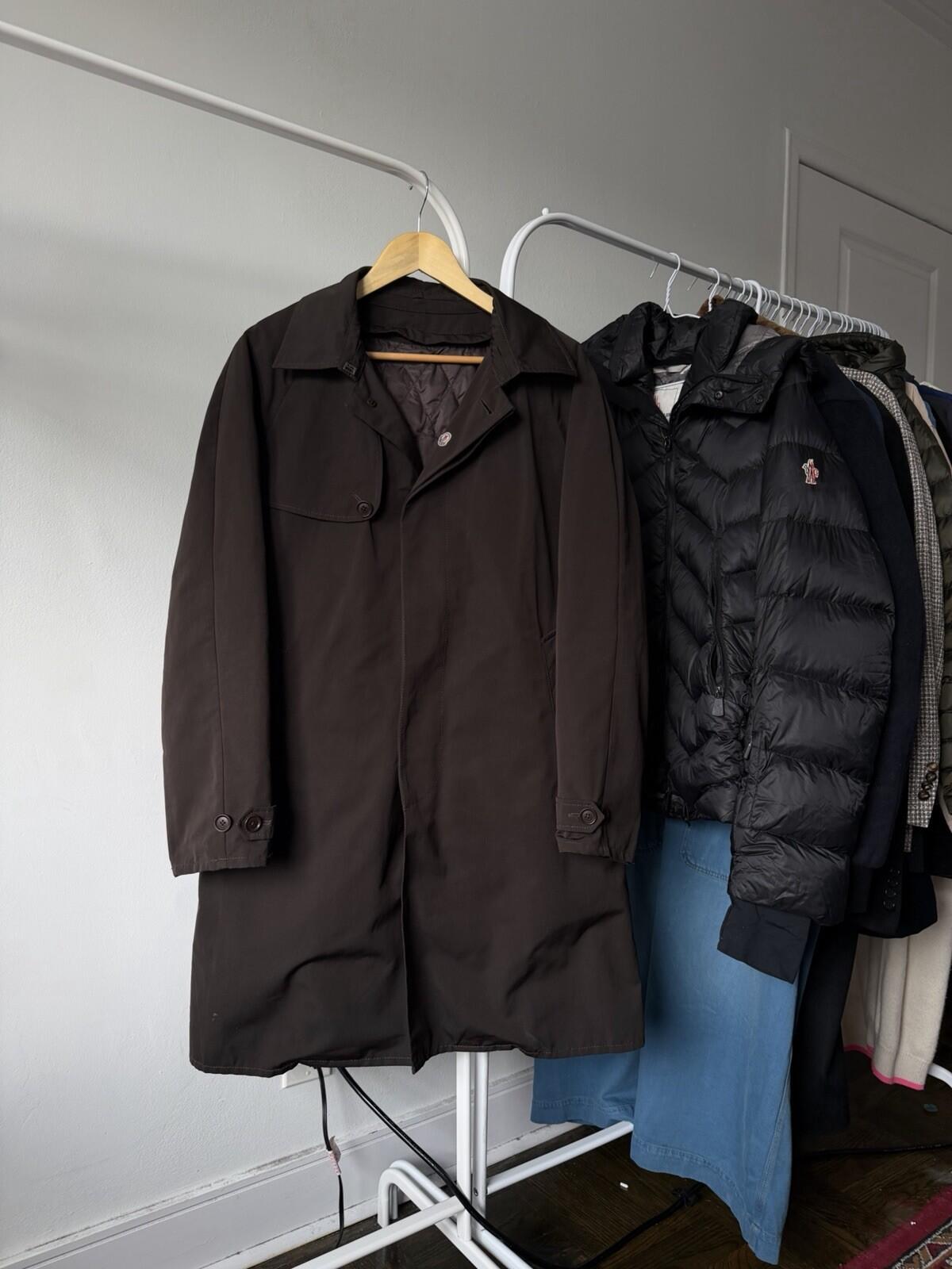 Moncler Nylon Down Coat Mocha Brown Jacket Size 3 Logo Mens