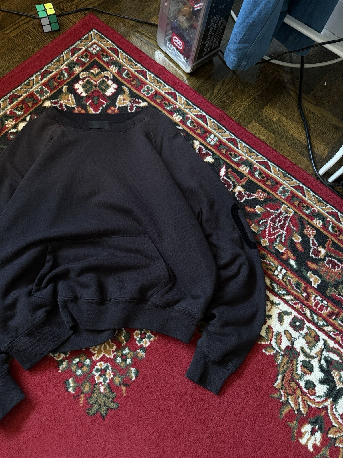 Fear of God 7th Collection FG Logo Double Layered Faded Crewneck Black FOG