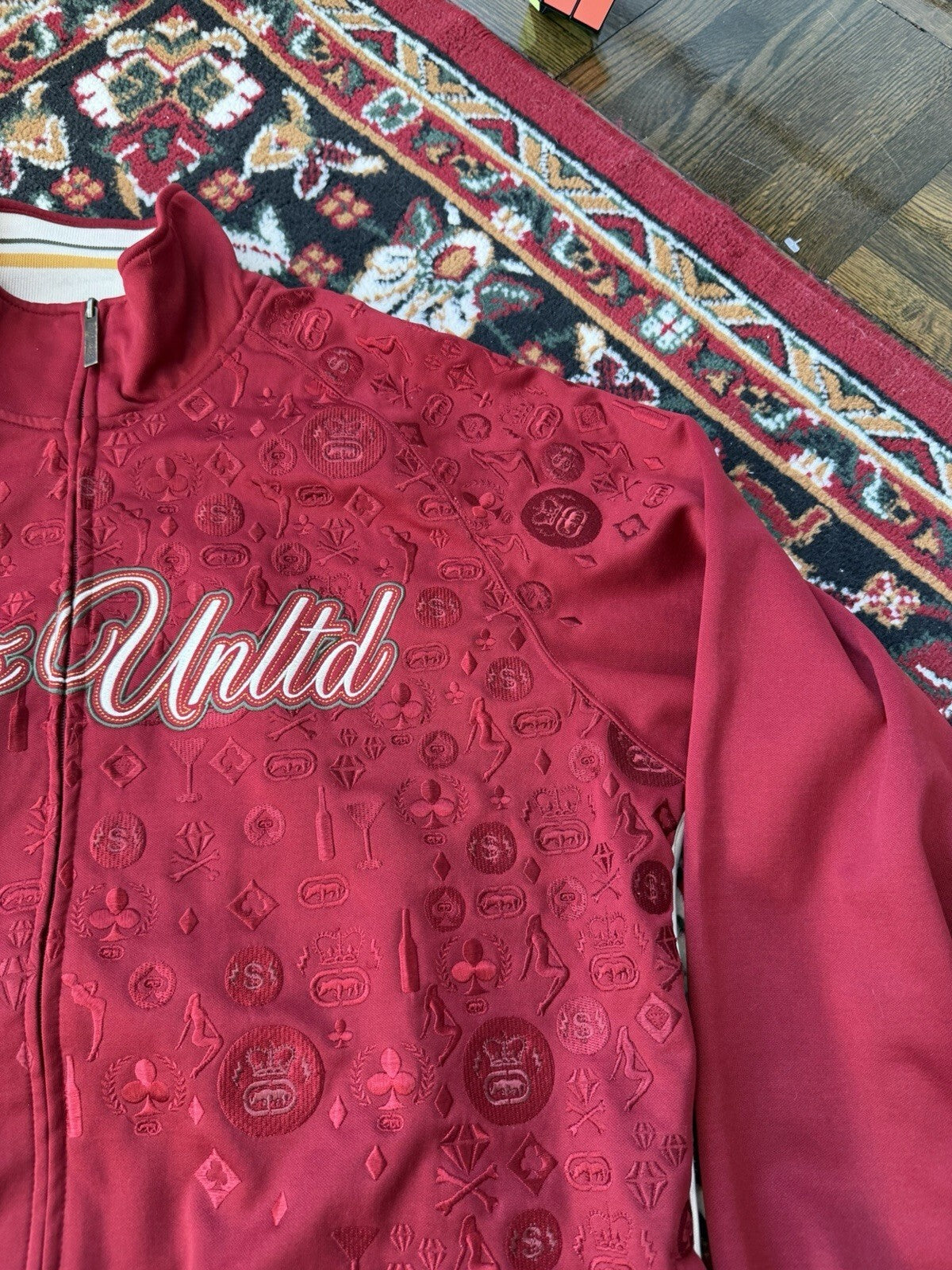 Vintage Ecko Untld Spell Out Gambling Zip Up Jacket Sweater Size L