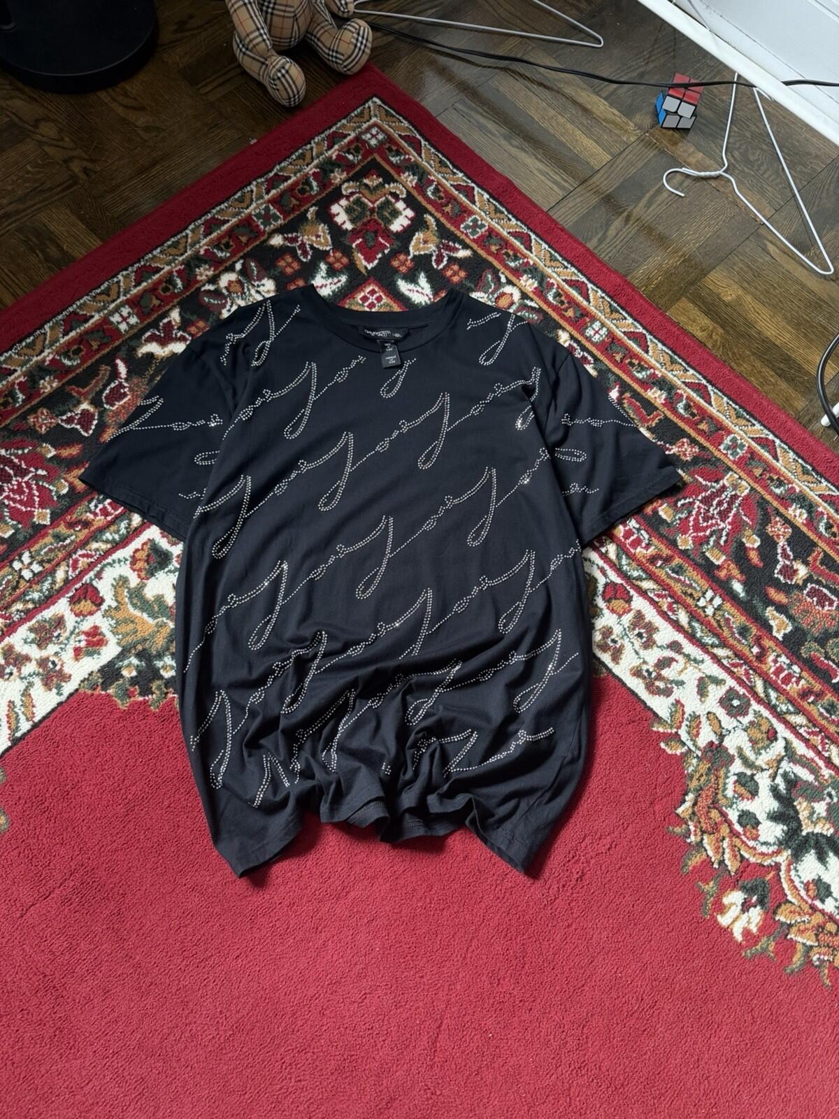 Giambattista Valli x H&M Black Studded Tee T-Shirt SIze L