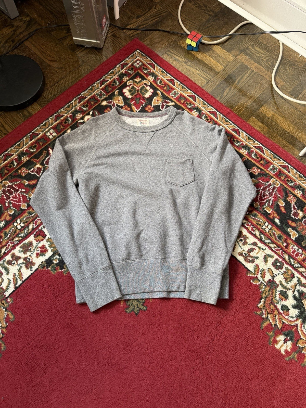 Todd Snyder Champion Men's Gray Crewneck Sweatshirt Chest Pocket Size L