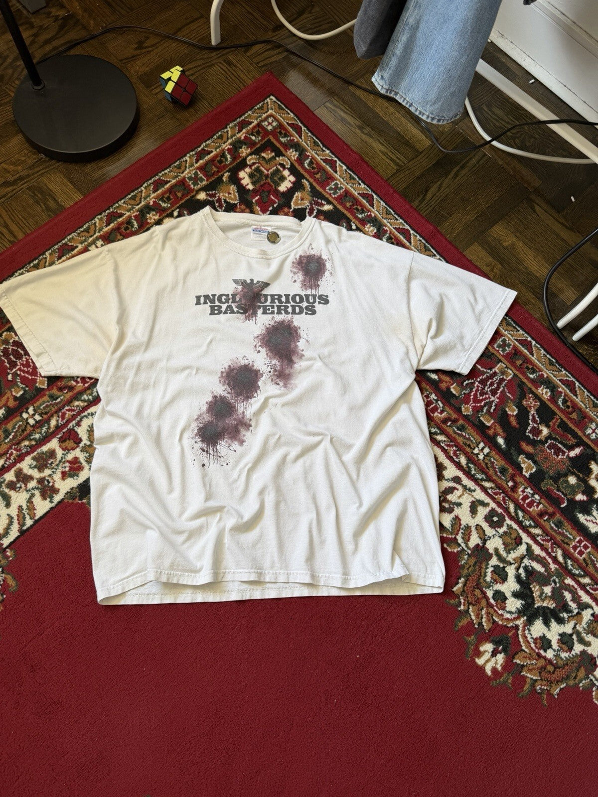 Inglourious Basterds War Tarantino Bullet Holes Shirt Movie Promo XXL Brad Pitt