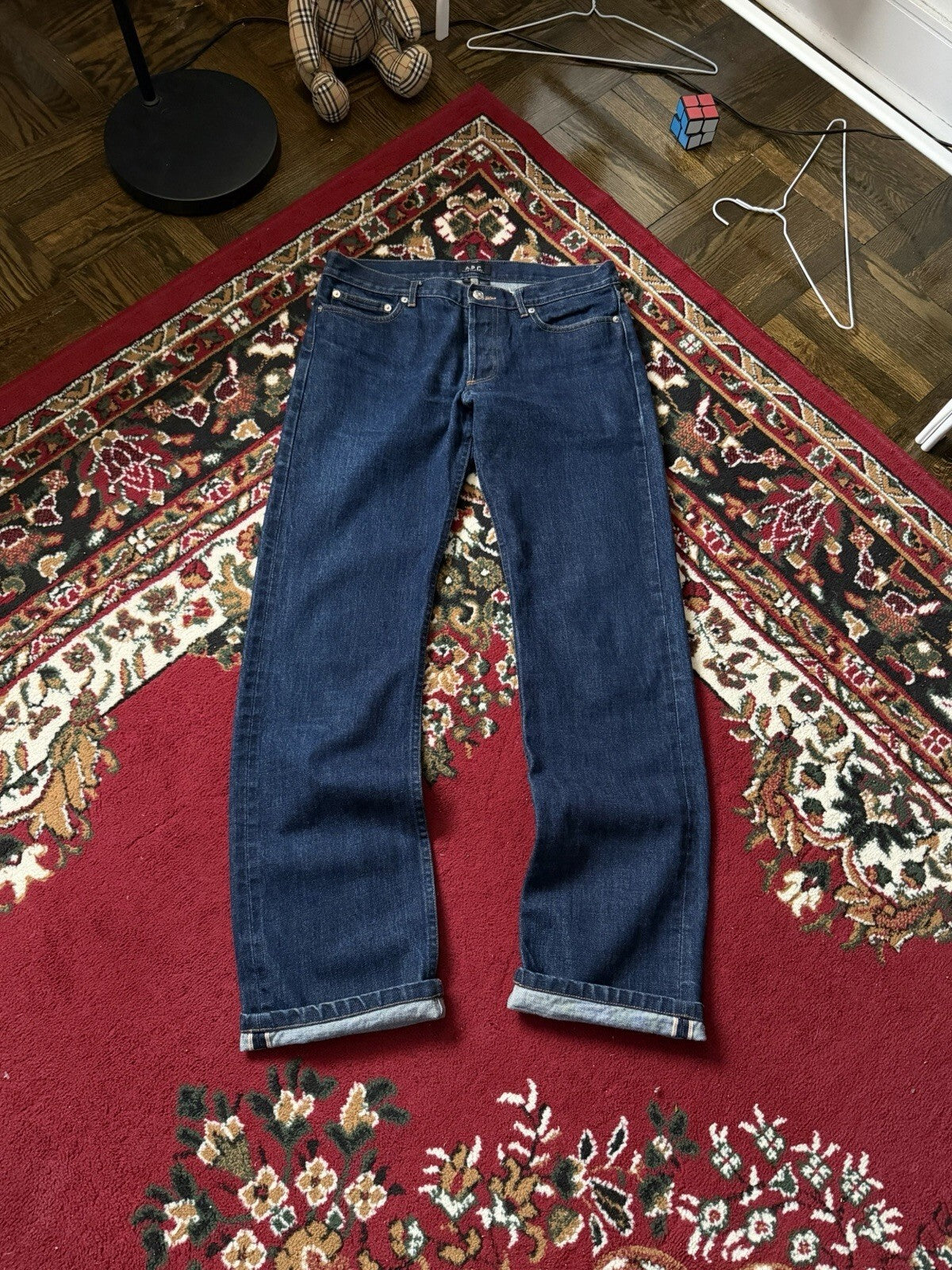 APC Rue De Paris Hipster Men's Size 30 Red Selvedge Distressed Slim Jeans A.P.C