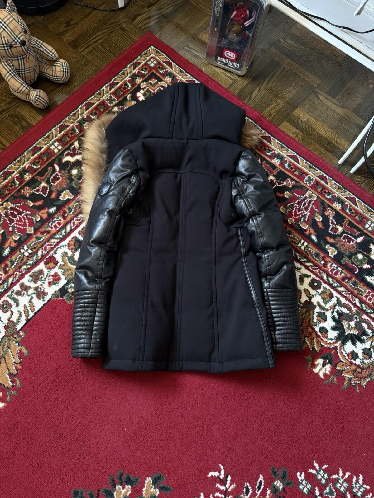 Rudsak Racoon Fur Leather Sleeves Women’s Fitted Down Coat Size S