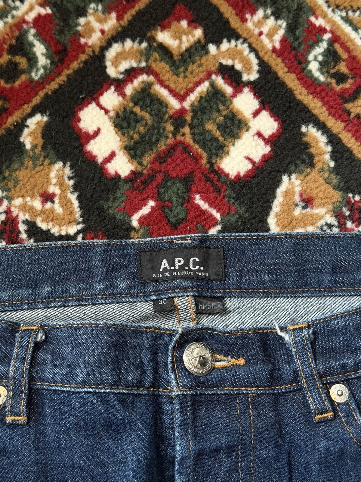 APC Rue De Paris Hipster Men's Size 30 Red Selvedge Distressed Slim Jeans A.P.C
