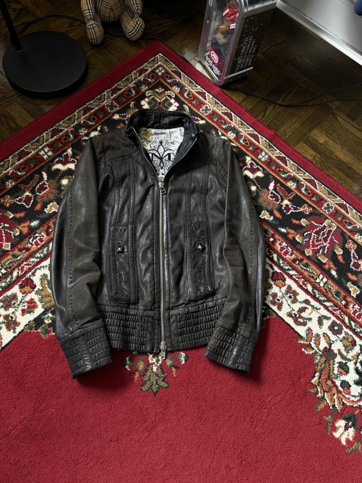 Mackage Buttery Lambskin Leather Jacket Sz XS Brown Vintage Graphic Lining