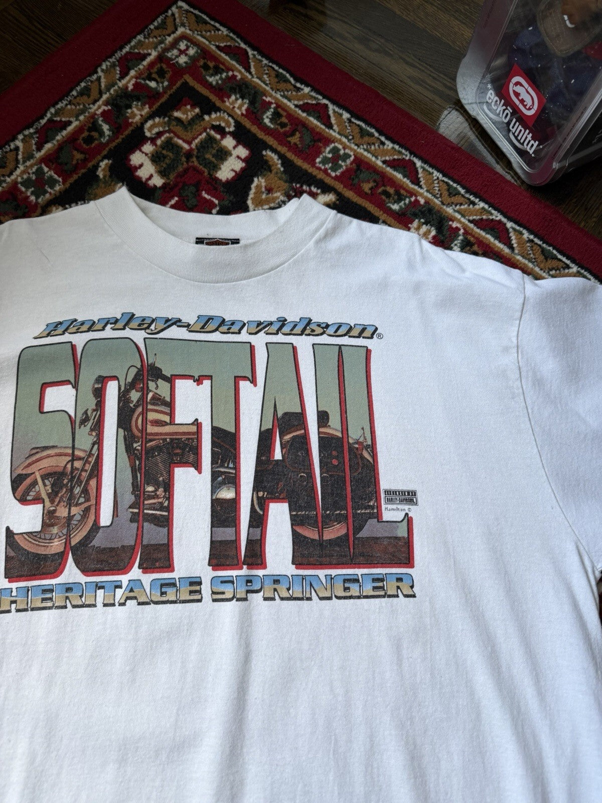 Vintage Harley Davidson Softail Heritage Motorcycle Men's XXL Tee 90s Sarnia ON