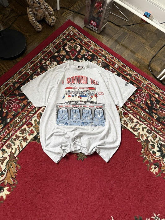 Vintage "I Survived The Dam Trolley Great Flood of 1993" T-Shirt Size L Tee 90s