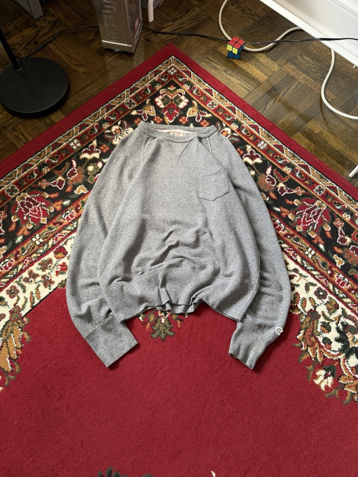 Todd Snyder Champion Men's Gray Crewneck Sweatshirt Chest Pocket Size L