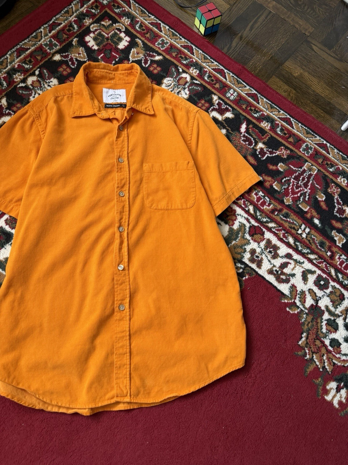 Portuguese flannel  Corduroy Orange Short Sleeve Size L