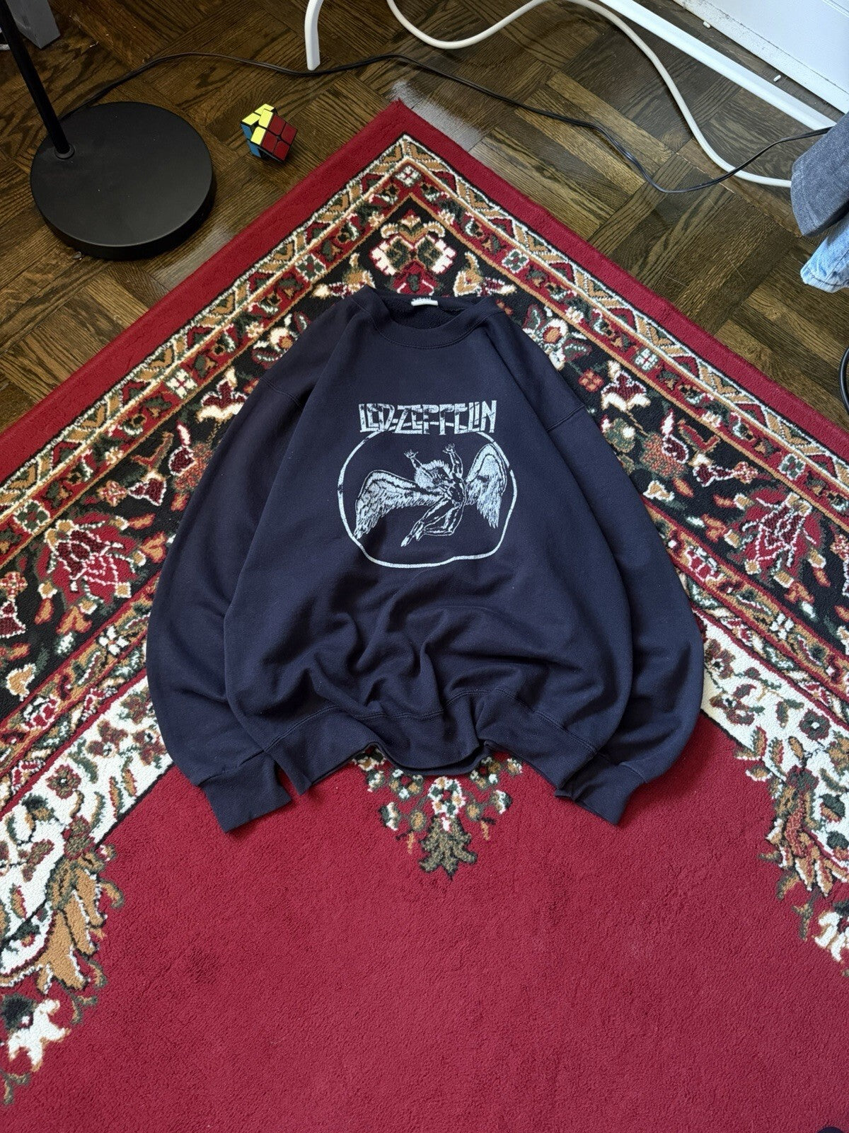 90s Led Zeppelin Swan Song Angel  Faded Black Sweatshirt