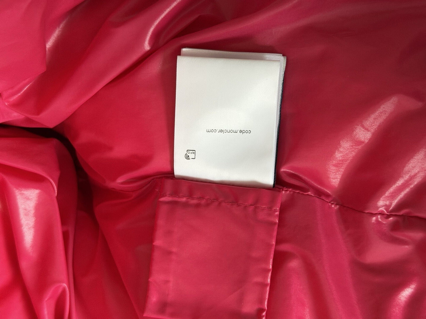 Moncler Fuchsia Caille Velvet Puffer Jacket Coat Womens 0 Pink