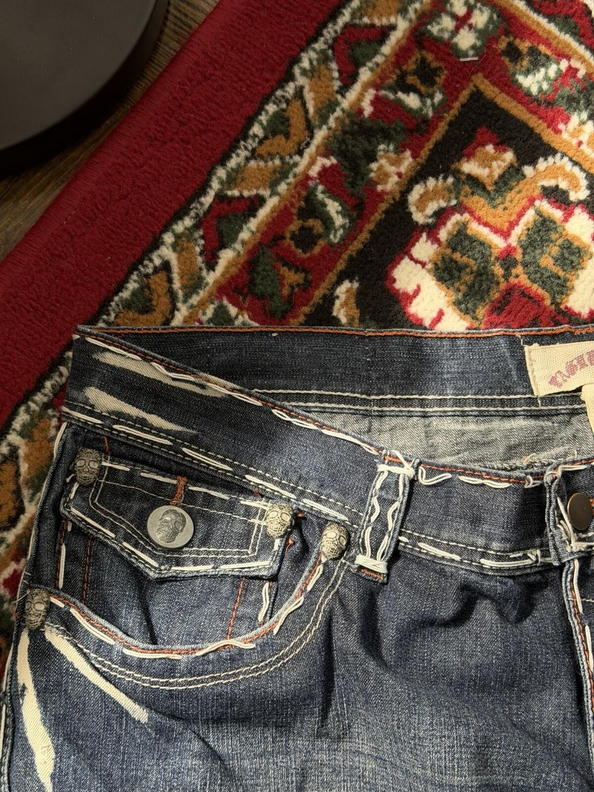 Laguna Beach Jeans Size 36 Mens Bootcut Skulls Embroidered Vintage Made in USA