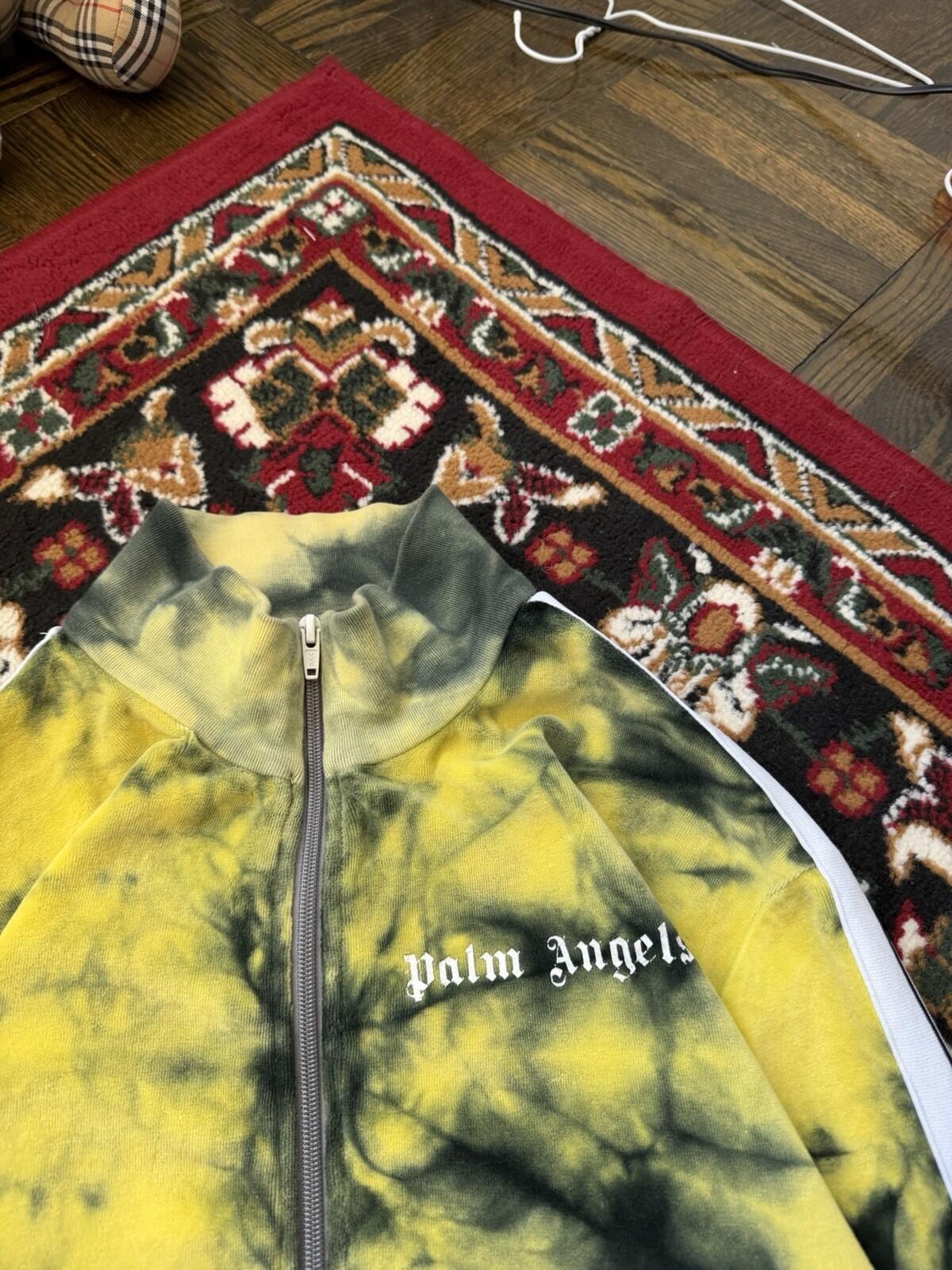 Palm Angels Yellow Tie Dye Velour Track Jacket Yellow Size XL