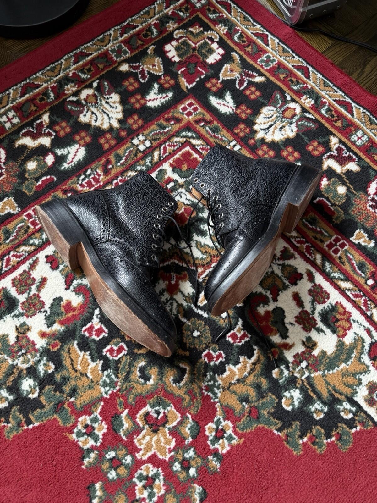 Thom Browne Mens Wingtip Pebble Grain Leather Ankle Boots Size 42 / US 9 Lace Up