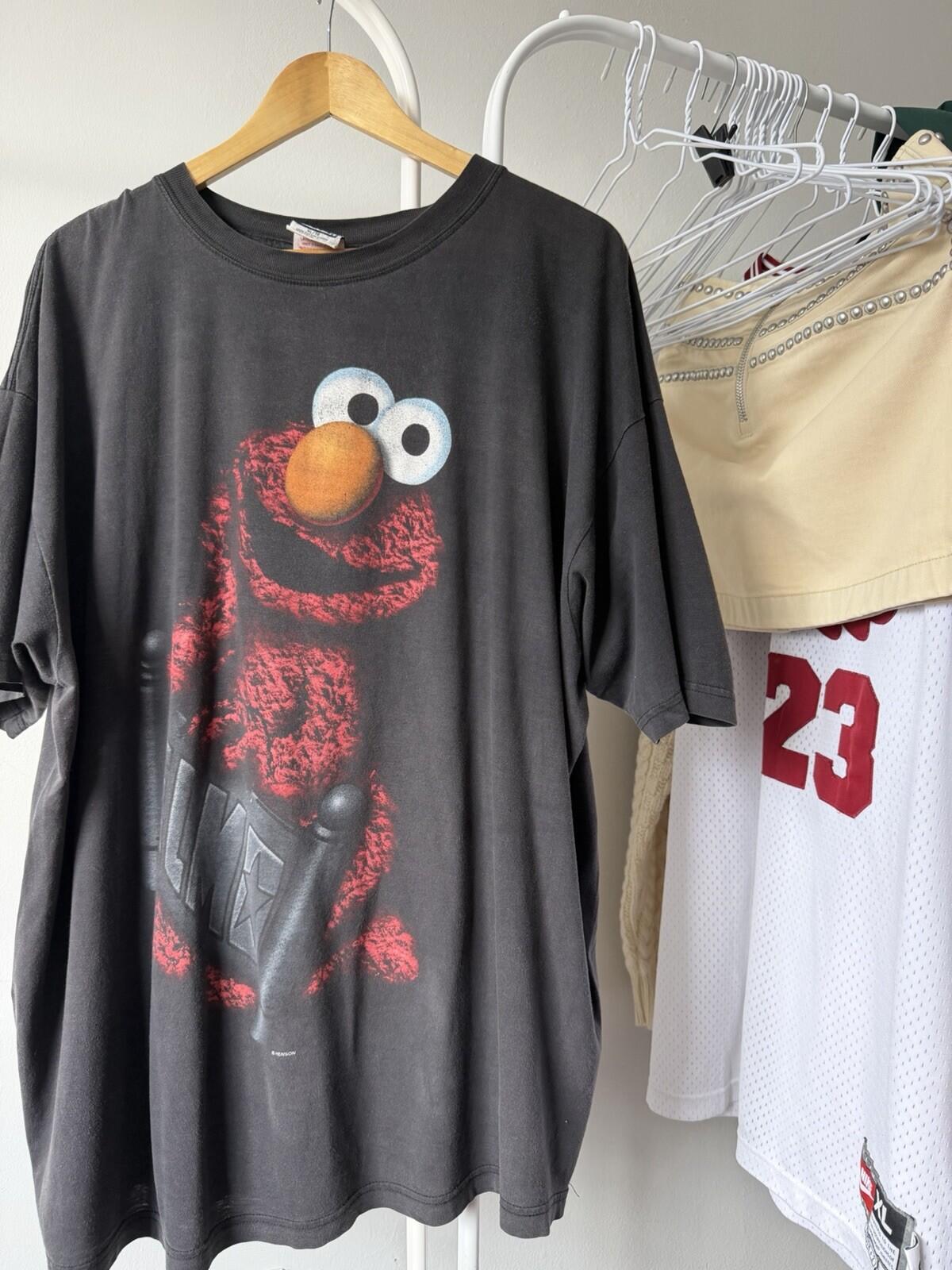 Vintage 90s Elmo T Shirt Jim Henson Sesame Street Black Stitch Mens XLarge