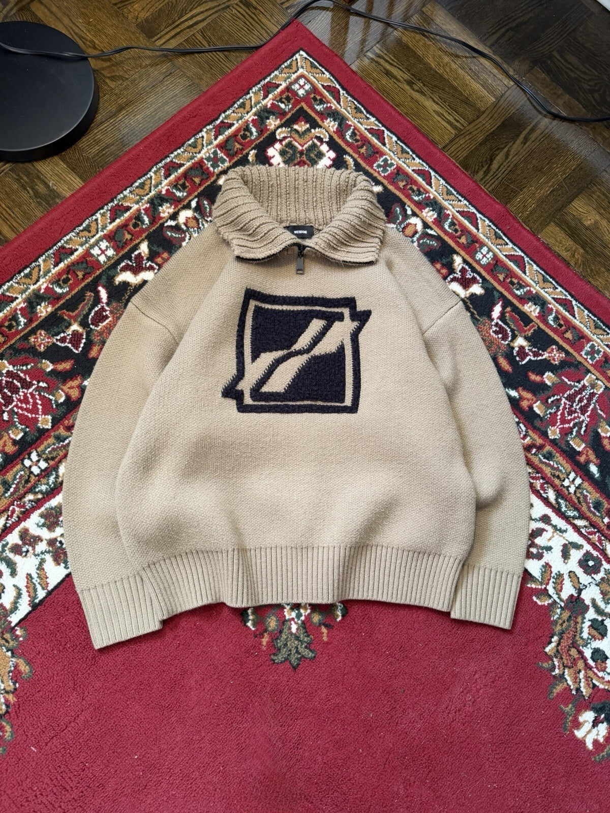 We11done Square Logo Pile Knit Sweater Beige Size S Welldone