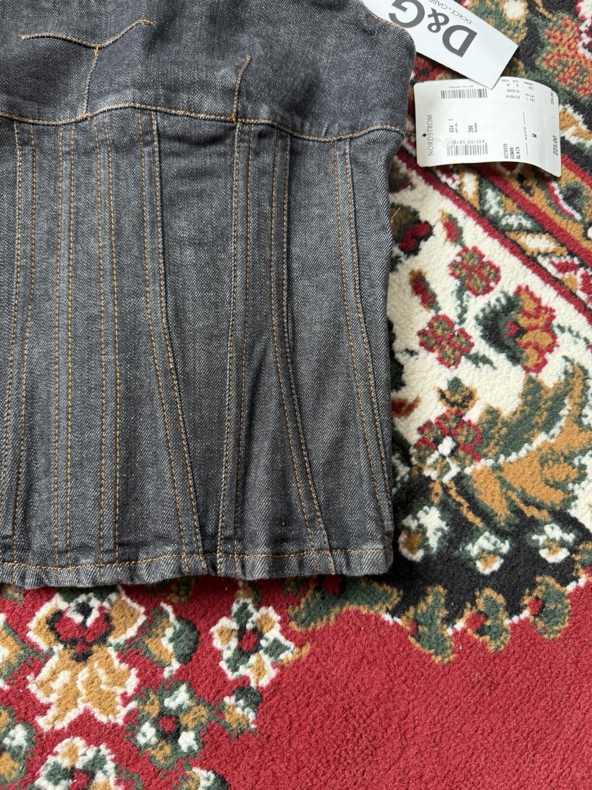 00s Archive Dolce & Gabbana Denim Pleated Gray Corset Top DG Jean Top Y2K