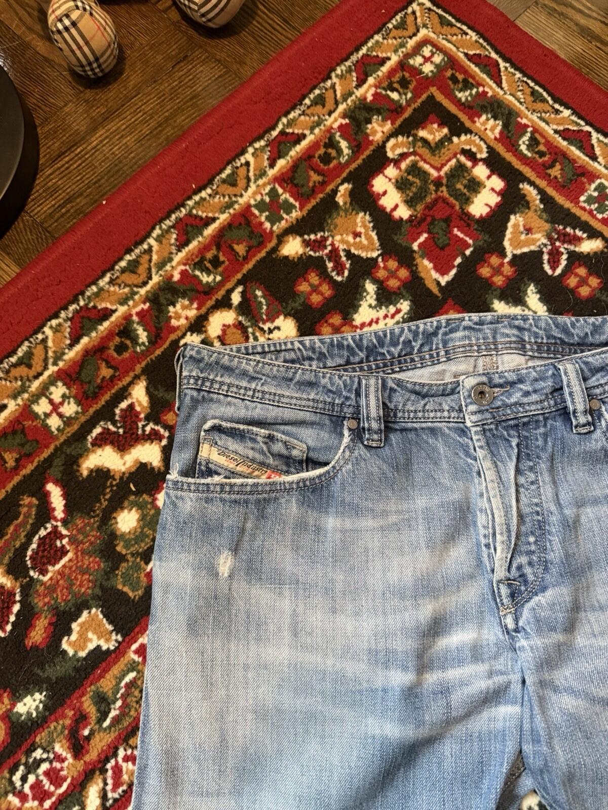Diesel Industry Trouleg Mens Blue Jeans Denim Pants Distressed Stretch 34/30