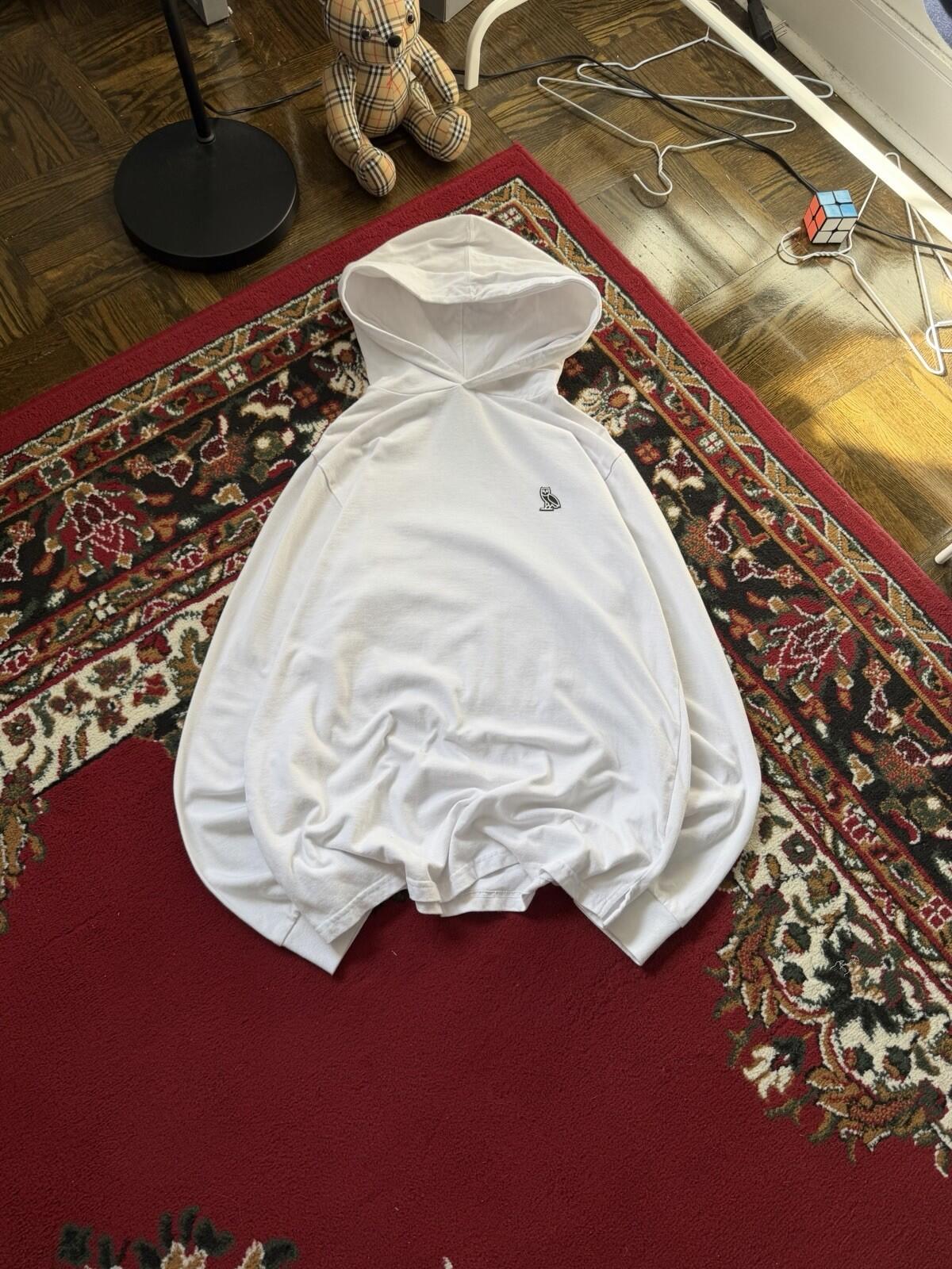 Octobers Very Own Lightweight Hoodie Mens L White Owl Logo Sweatshirt OVO Drake