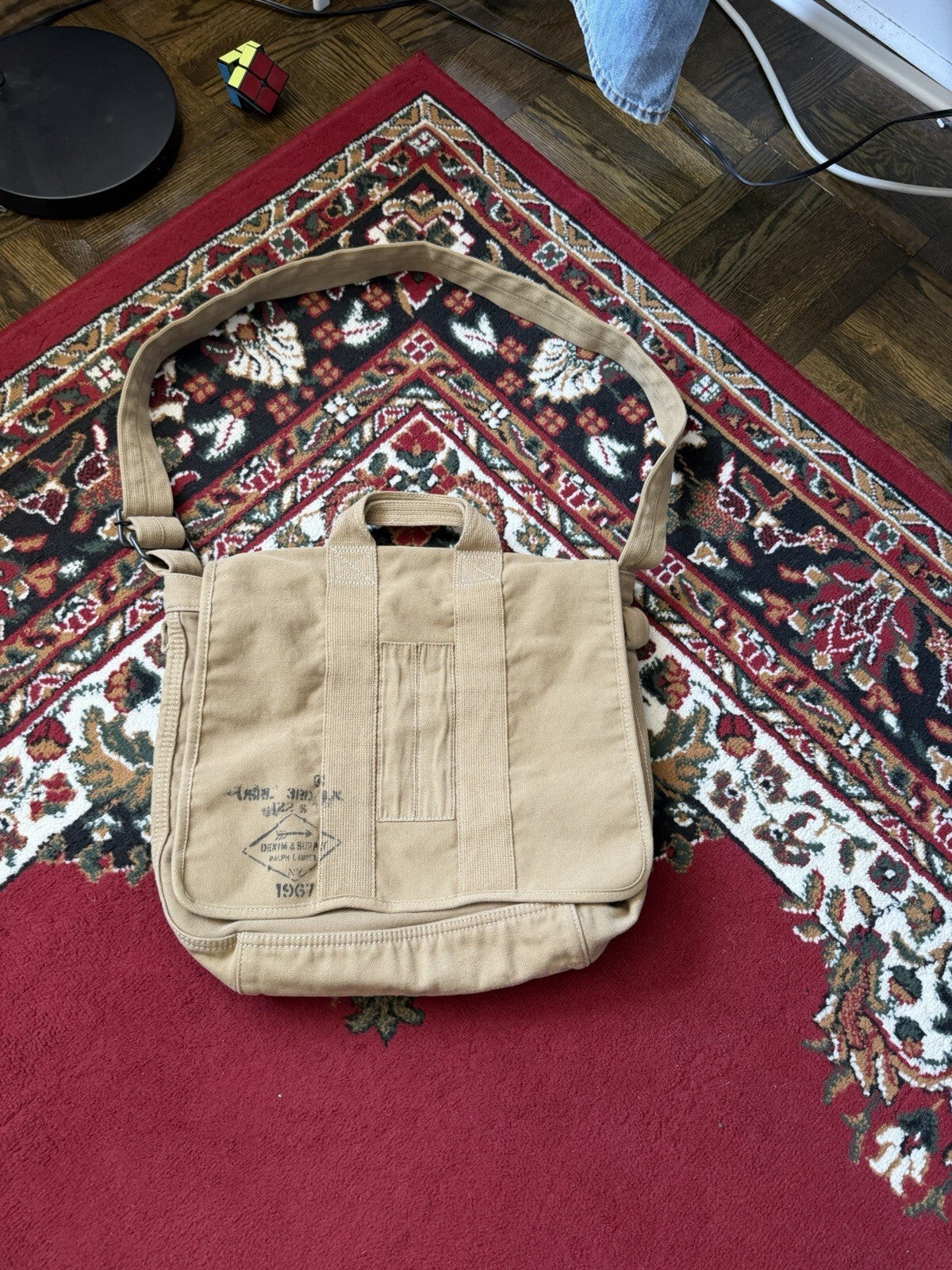 Ralph Lauren Denim & Supply Canvas Messenger Bag Military Field Safari Khaki