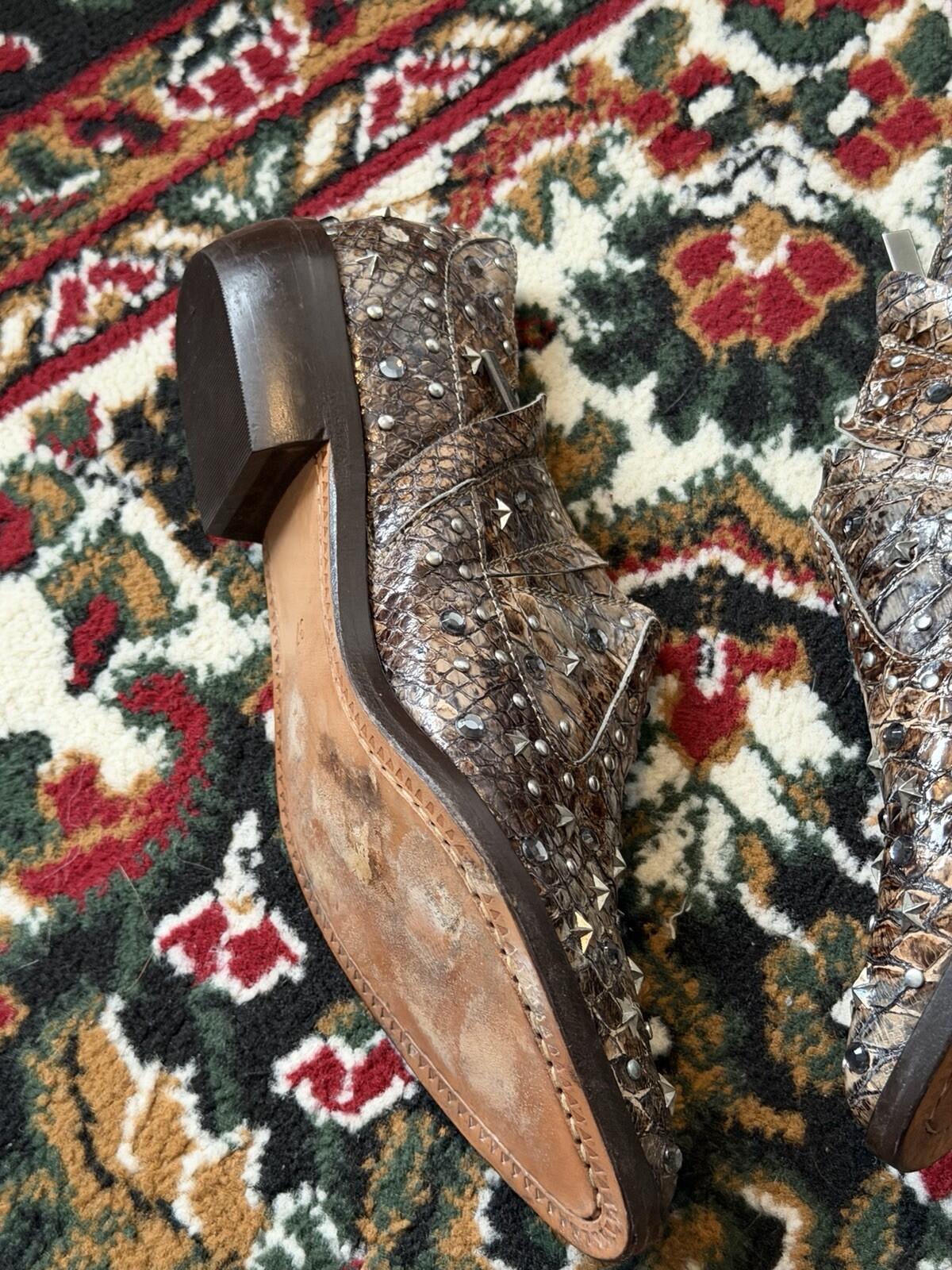 Jimmy Choo For H&M Python Exotic Western Cowboy Short Studs Shoes EU 37 | US 6