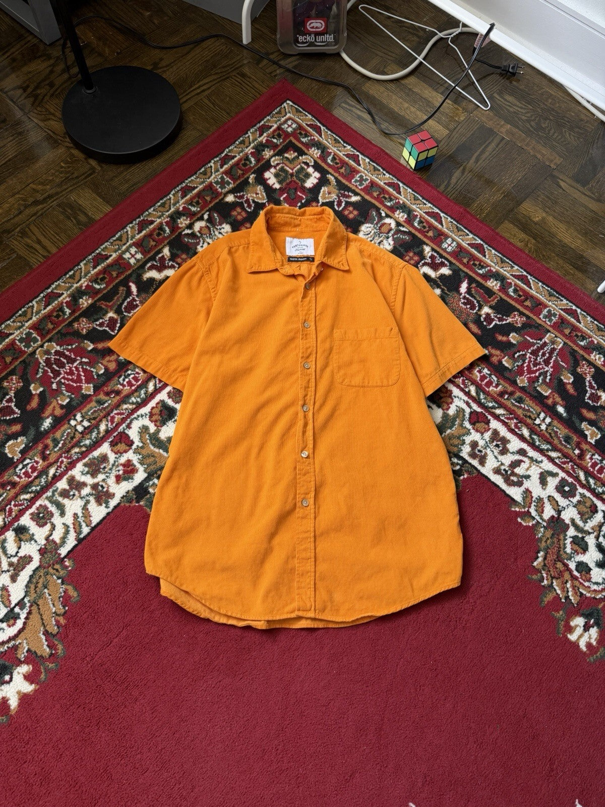Portuguese flannel  Corduroy Orange Short Sleeve Size L