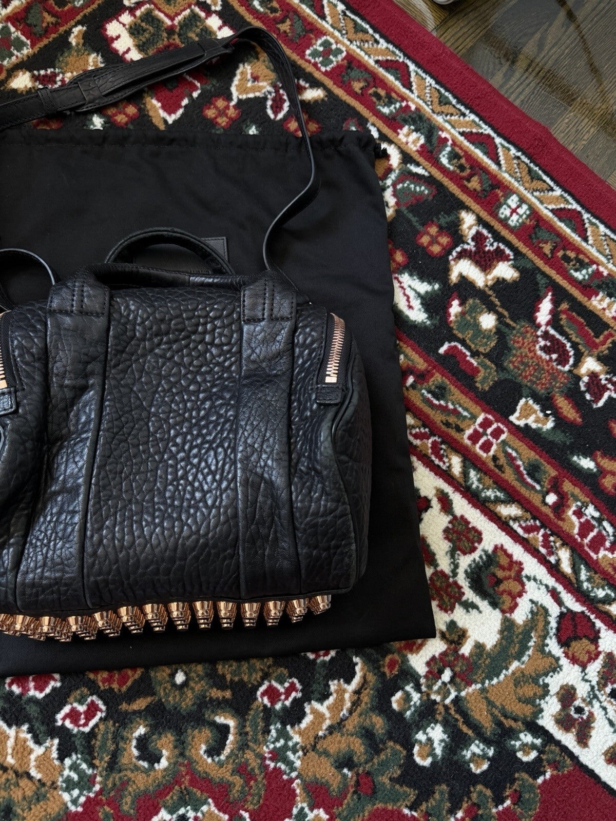 Alexander Wang Rockie Rocco Black Pebbled Lambskin Leather Satchel