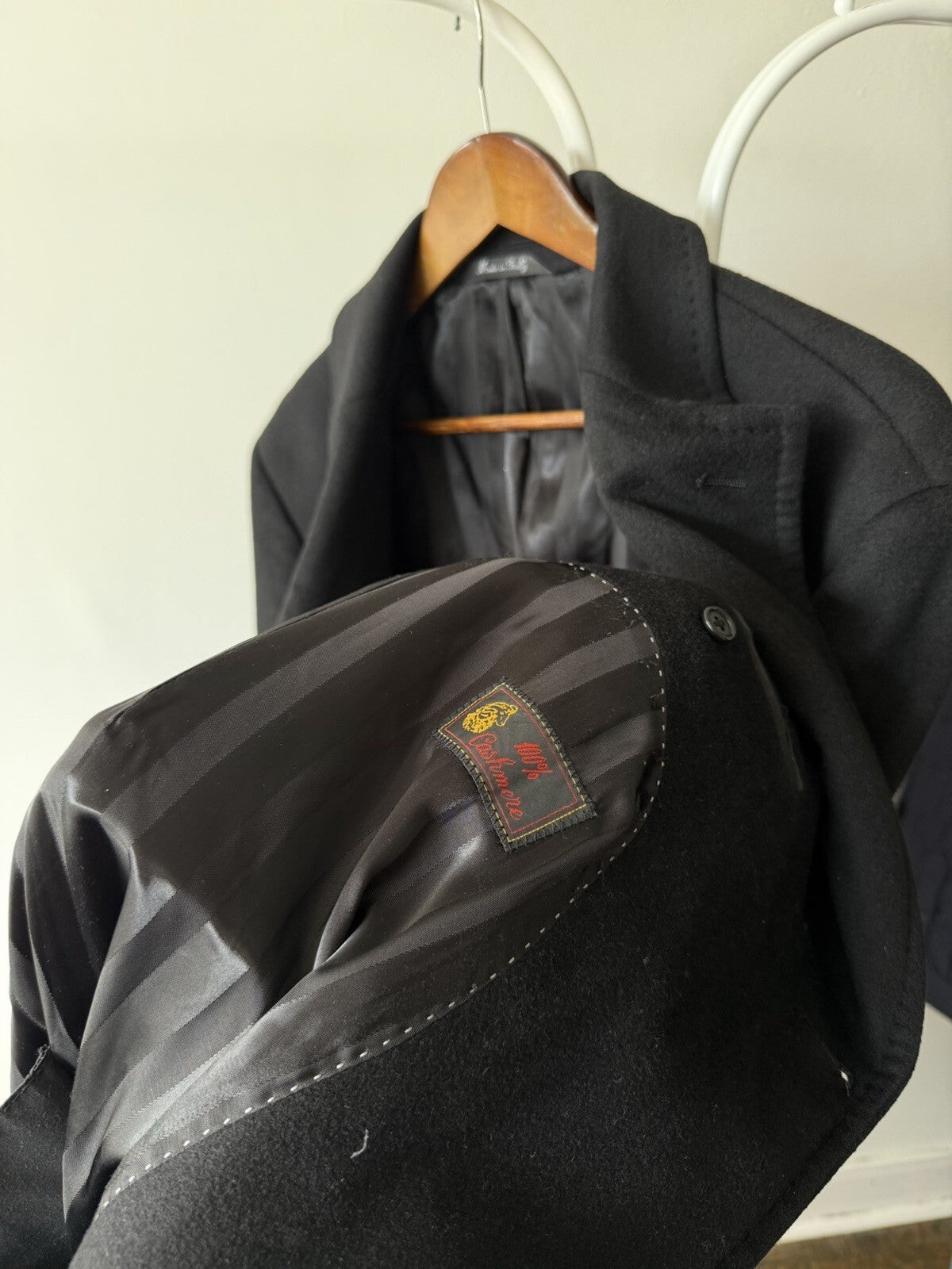LOUIS DELL'OLIO Vintage Cashmere Black Coat Jacket 3 button Size 42