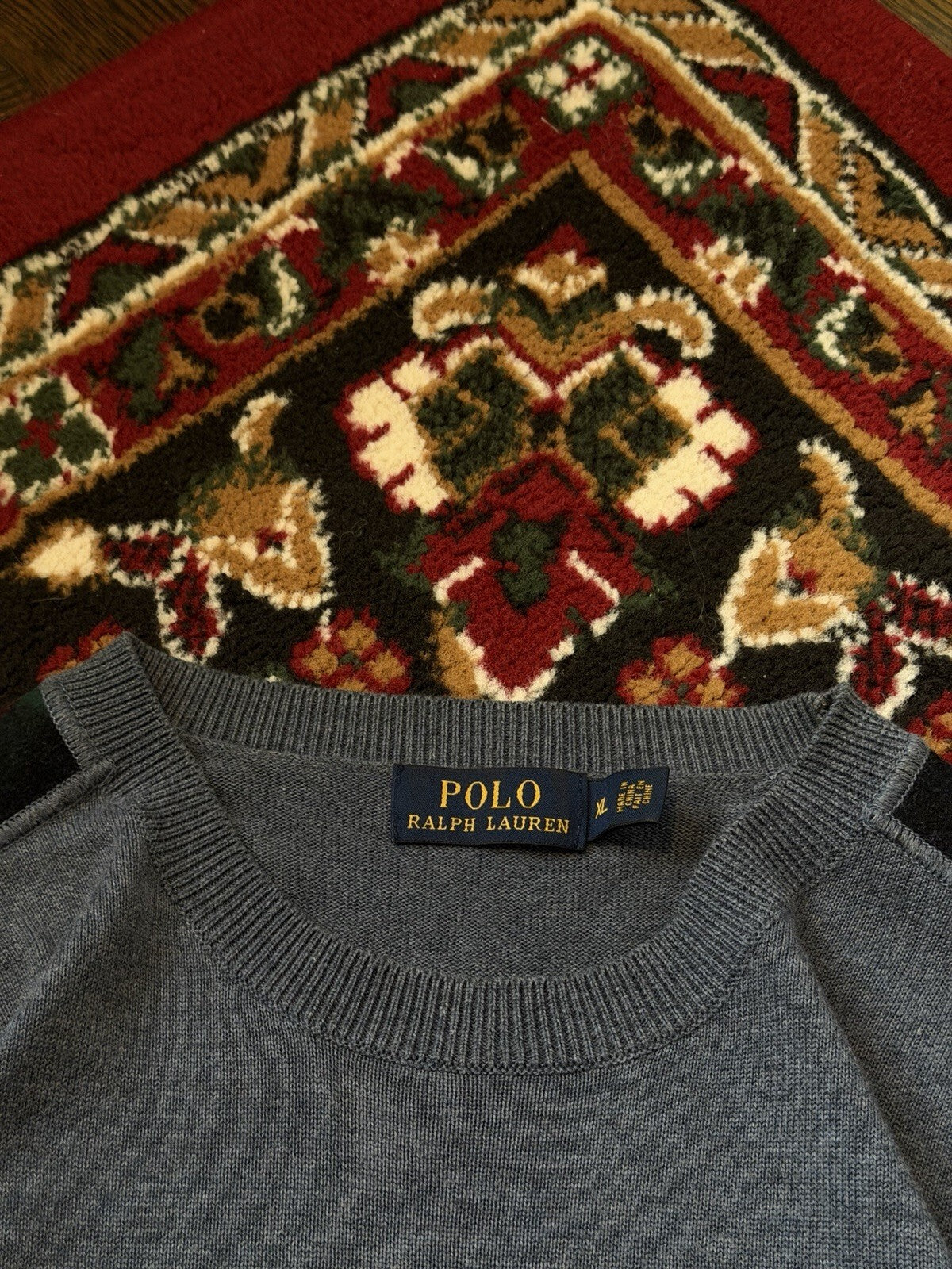 Polo Ralph Lauren Light Plaid Shoulders Sweater Size XL Mens