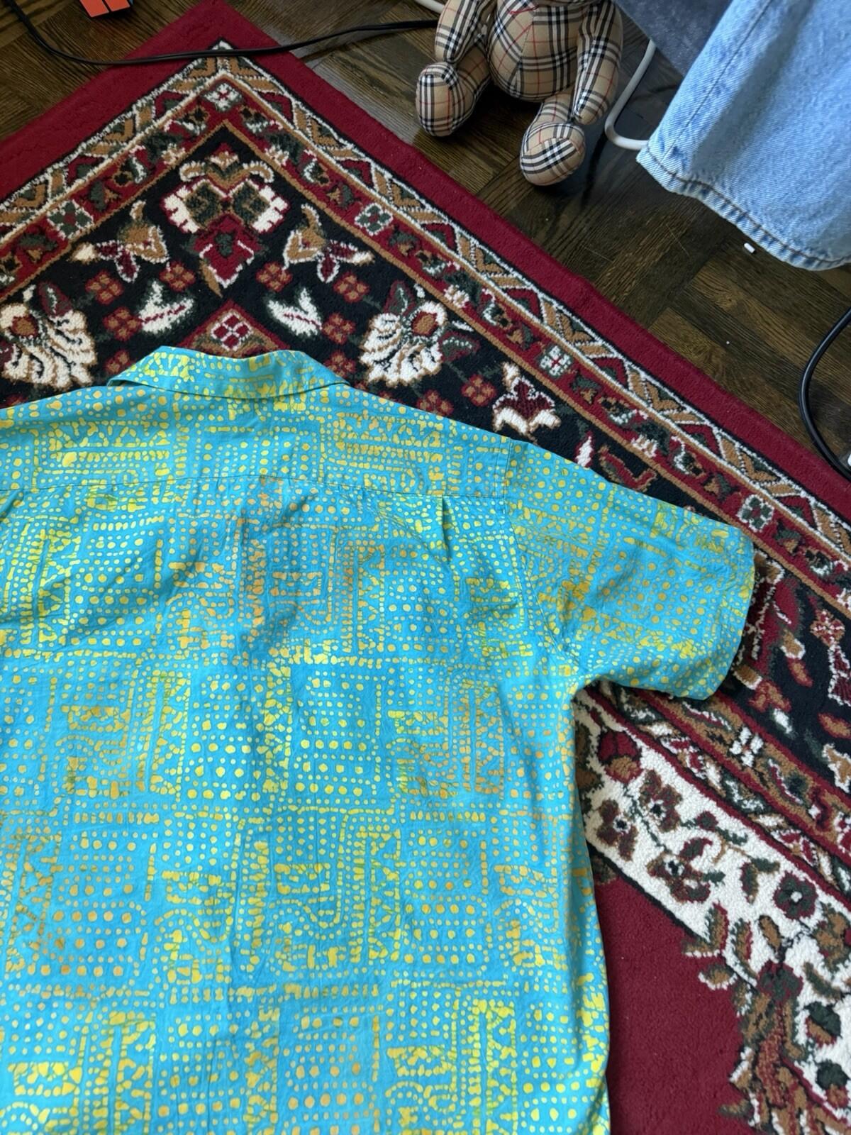 BEAMS PLUS Japan Batik Print Shirt Men's Large Short Sleeve Made In Japan