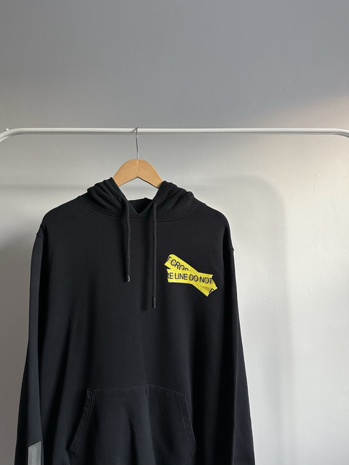 Off White Fire Tape Hoodie Black Size S Mens