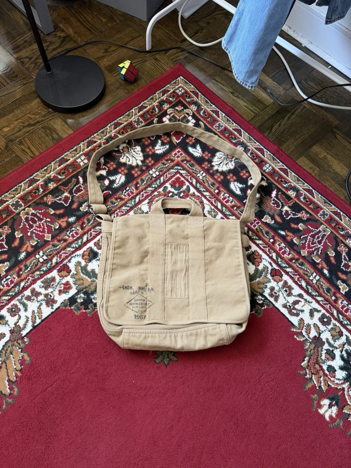 Ralph Lauren Denim & Supply Canvas Messenger Bag Military Field Safari Khaki