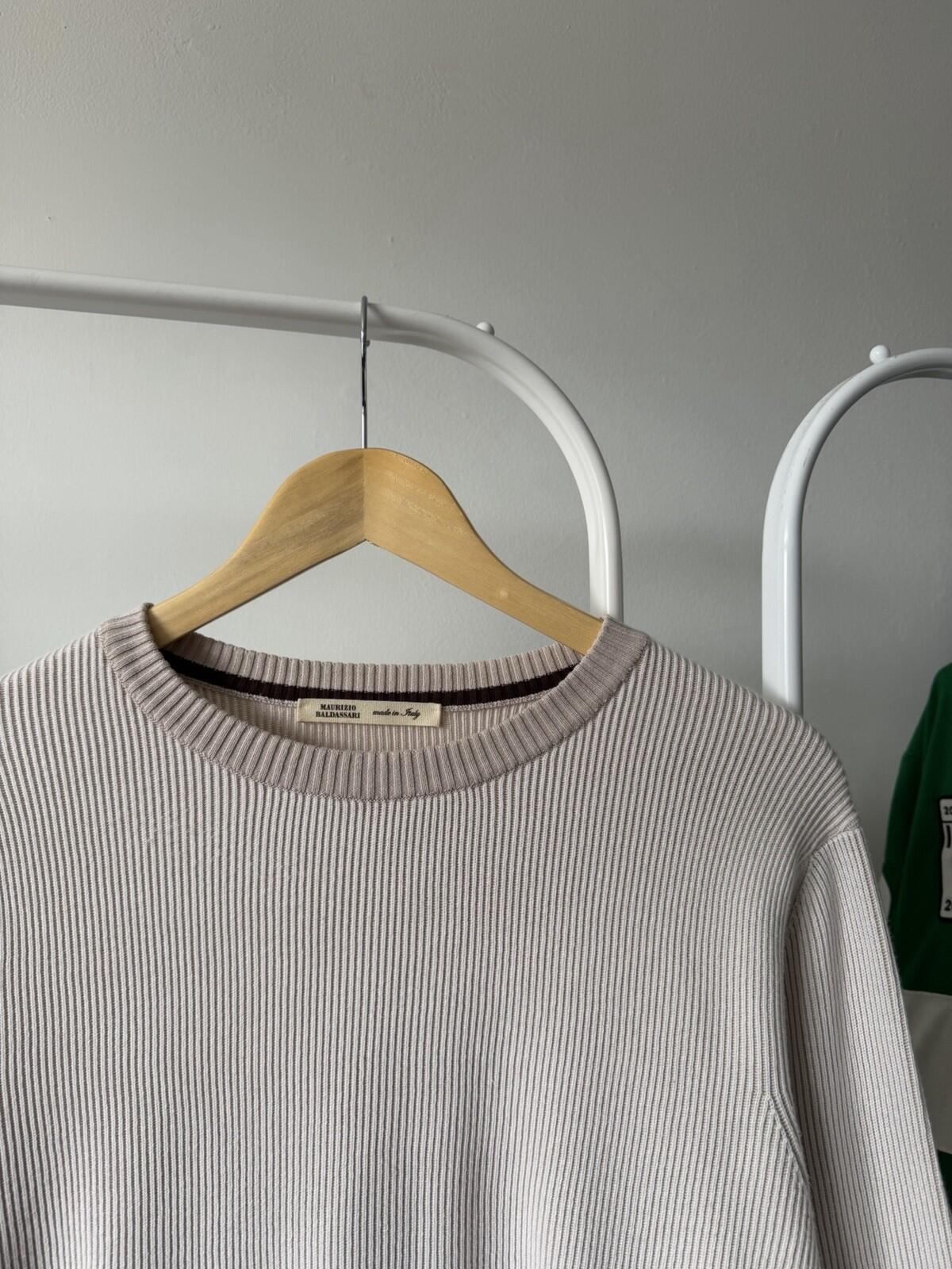 Maurizio Baldassari Silk-Cotton Ribbed Crewneck Sweater