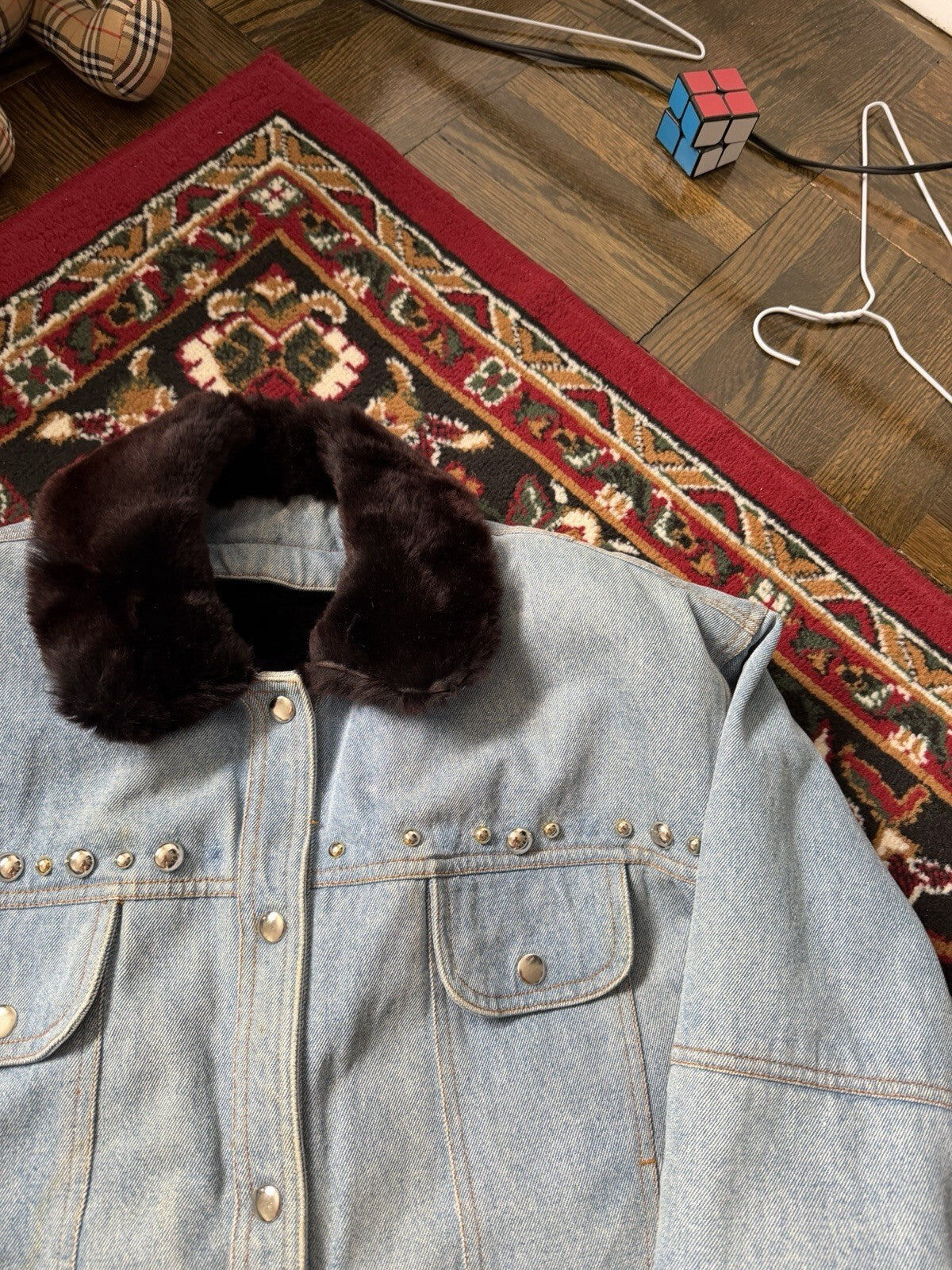 D'Arcy Moses Indian Nation Denim Jacket x Gilles Allard Wasel Fur Medium RARE!