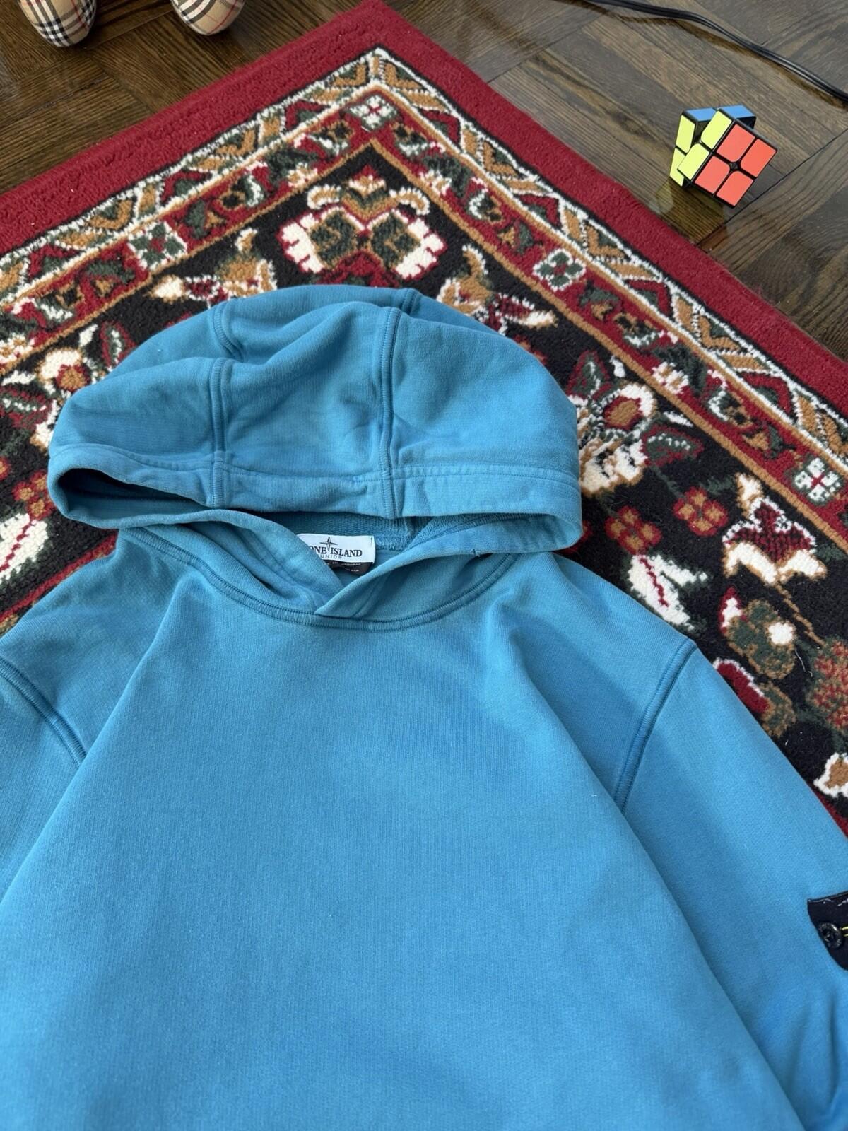 Stone Island Junior Blue Badge Logo Hoodie Authentic